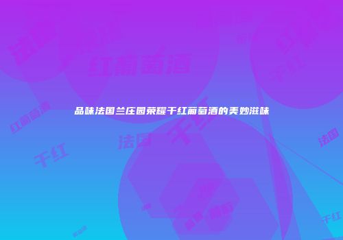 品味法国兰庄园荣耀干红葡萄酒的美妙滋味