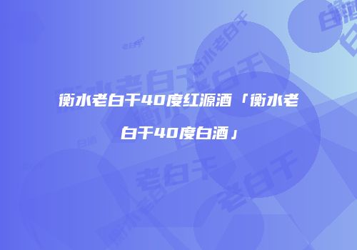 衡水老白干40度红源酒「衡水老白干40度白酒」