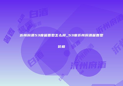 沂州府酒53度酱香型怎么样_53度沂州府酒酱香型价格
