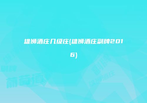 雄狮酒庄几级庄(雄狮酒庄副牌2016)