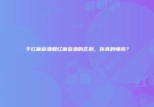 干红葡萄酒和红葡萄酒的区别，你真的懂吗？