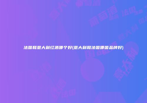 法国和意大利红酒哪个好(意大利和法国哪国品牌好)