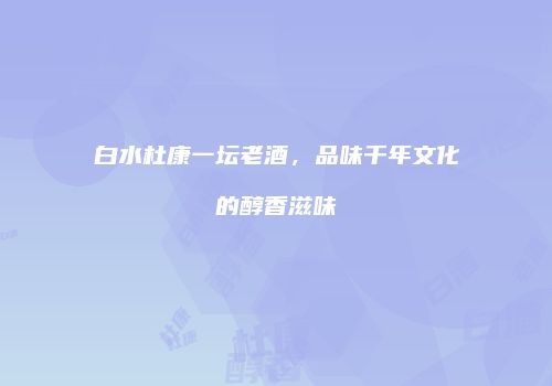 白水杜康一坛老酒，品味千年文化的醇香滋味
