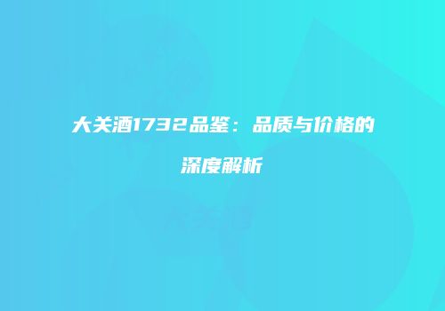 大关酒1732品鉴：品质与价格的深度解析