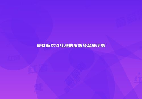 梵特斯919红酒的价格及品质评测