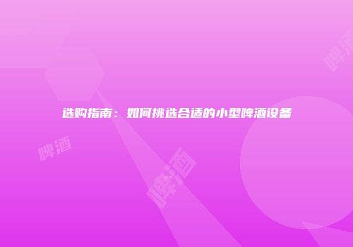 选购指南：如何挑选合适的小型啤酒设备