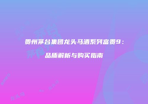 贵州茅台集团龙头马酒系列富贵9：品质解析与购买指南