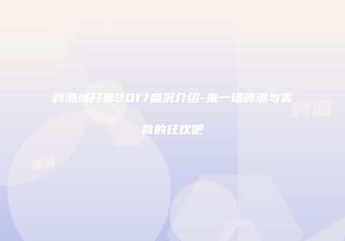 啤酒城开幕2017盛况介绍-来一场啤酒与美食的狂欢吧
