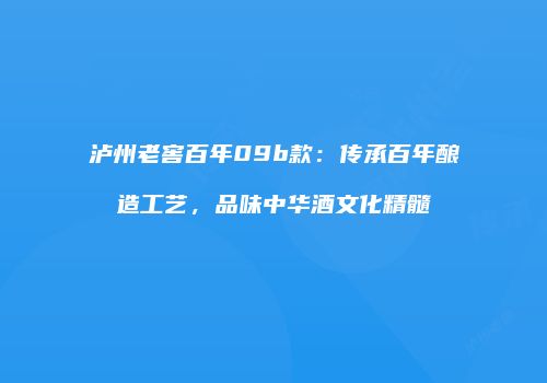 泸州老窖百年09b款：传承百年酿造工艺，品味中华酒文化精髓
