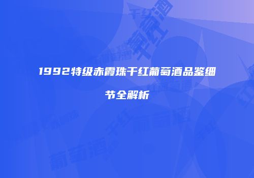 1992特级赤霞珠干红葡萄酒品鉴细节全解析