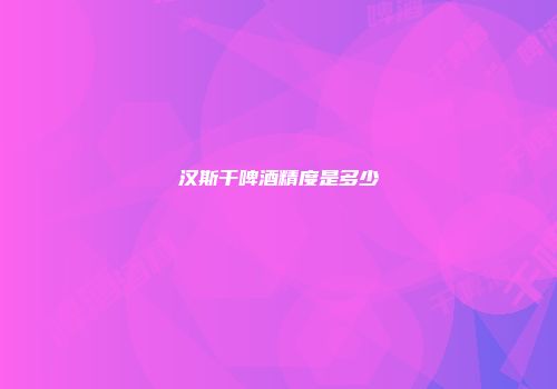 汉斯干啤酒精度是多少
