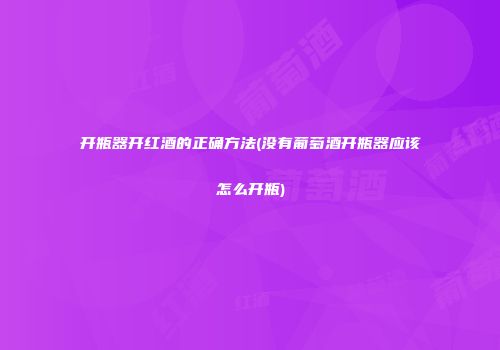 开瓶器开红酒的正确方法(没有葡萄酒开瓶器应该怎么开瓶)