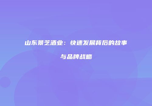 山东景芝酒业：快速发展背后的故事与品牌战略