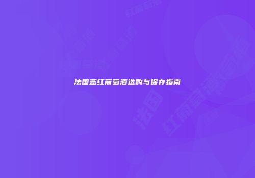 法国蓝红葡萄酒选购与保存指南