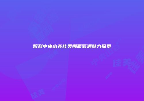 智利中央山谷佳美娜葡萄酒魅力探索