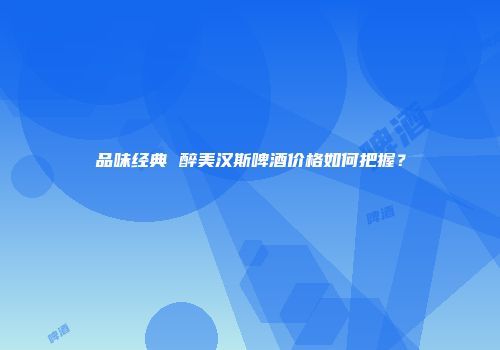 品味经典 醉美汉斯啤酒价格如何把握？