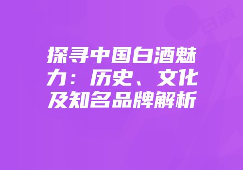 探寻中国白酒魅力：历史、文化及知名品牌解析