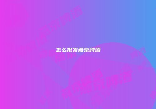 怎么批发燕京啤酒