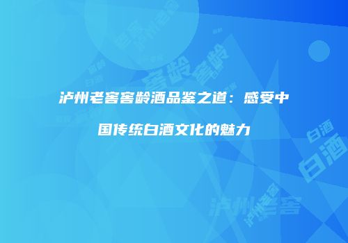 泸州老窖窖龄酒品鉴之道：感受中国传统白酒文化的魅力
