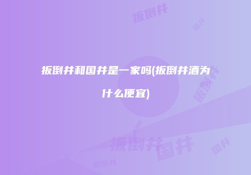 扳倒井和国井是一家吗(扳倒井酒为什么便宜)