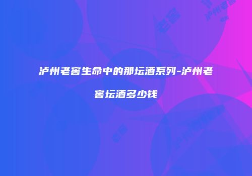 泸州老窖生命中的那坛酒系列-泸州老窖坛酒多少钱