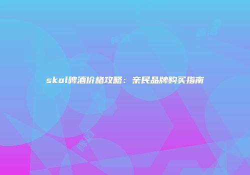 skol啤酒价格攻略：亲民品牌购买指南