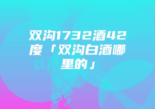 双沟1732酒42度「双沟白酒哪里的」
