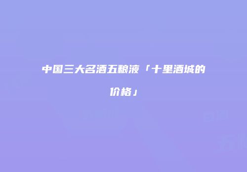 中国三大名酒五粮液「十里酒城的价格」