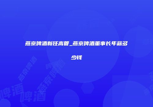 燕京啤酒新任高管_燕京啤酒董事长年薪多少钱