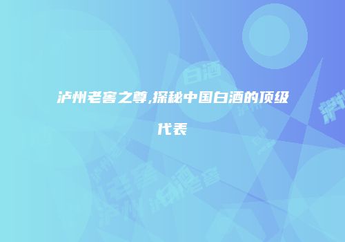 泸州老窖之尊,探秘中国白酒的顶级代表