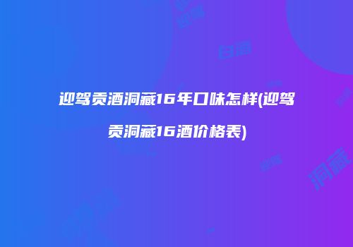 迎驾贡酒洞藏16年口味怎样(迎驾贡洞藏16酒价格表)