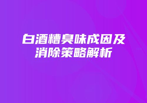 白酒糟臭味成因及消除策略解析
