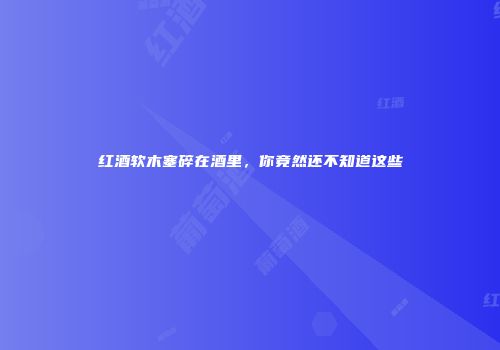 红酒软木塞碎在酒里，你竟然还不知道这些