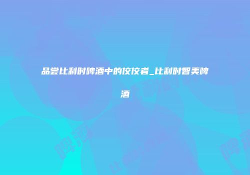 品尝比利时啤酒中的佼佼者_比利时智美啤酒