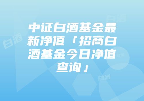 中证白酒基金最新净值「招商白酒基金今日净值查询」