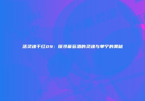 活灵魂干红09：探寻葡萄酒的灵魂与单宁的奥秘