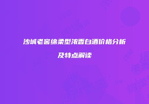 沙城老窖绵柔型浓香白酒价格分析及特点解读