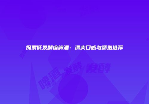 探索低发酵度啤酒：清爽口感与精选推荐