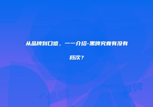从品牌到口感，一一介绍-黑啤究竟有没有档次？