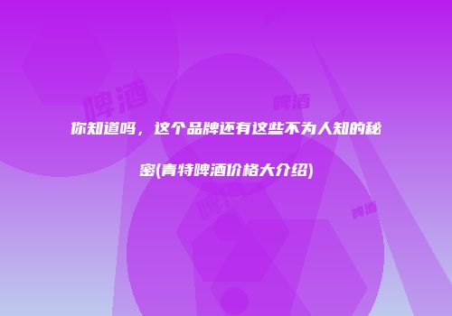 你知道吗，这个品牌还有这些不为人知的秘密(青特啤酒价格大介绍)