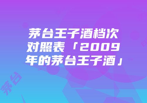 茅台王子酒档次对照表「2009年的茅台王子酒」