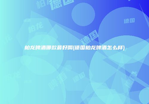 柏龙啤酒哪款最好喝(德国柏龙啤酒怎么样)