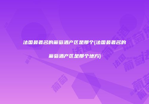 法国最著名的葡萄酒产区是那个(法国最著名的葡萄酒产区是那个地方)