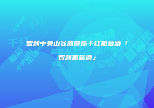 智利中央山谷赤霞珠干红葡萄酒「智利葡萄酒」