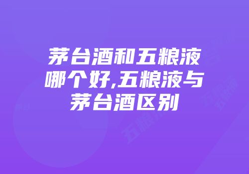 茅台酒和五粮液哪个好,五粮液与茅台酒区别