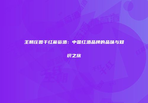 王朝庄园干红葡萄酒：中国红酒品牌的品味与知识之旅