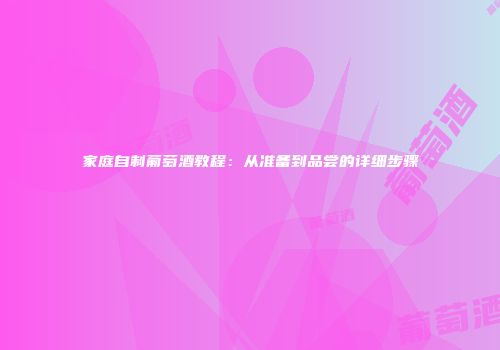 家庭自制葡萄酒教程：从准备到品尝的详细步骤
