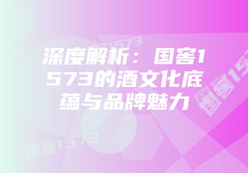 深度解析：国窖1573的酒文化底蕴与品牌魅力