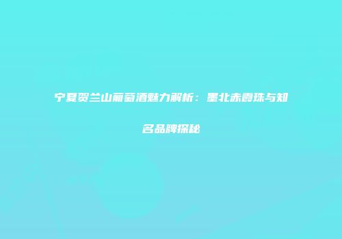 宁夏贺兰山葡萄酒魅力解析：墨北赤霞珠与知名品牌探秘