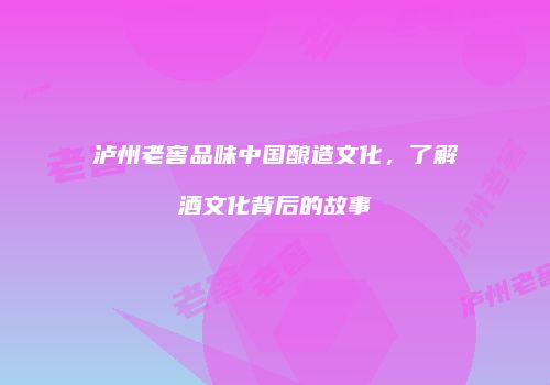 泸州老窖品味中国酿造文化，了解酒文化背后的故事